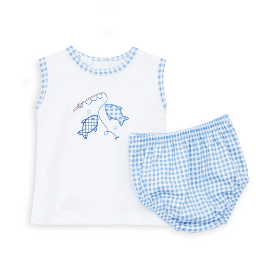 Magnolia Baby - Gone Fishing Applique Diaper Cover Set