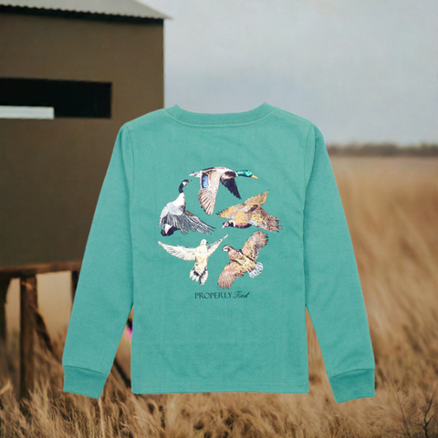 Properly Tied Long sleeve Teal - 5 birds