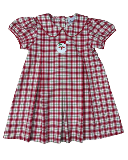 Delaney - Girl's Green Check Santa Dress