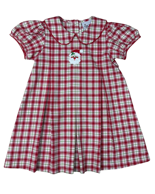 Delaney - Girl's Green Check Santa Dress