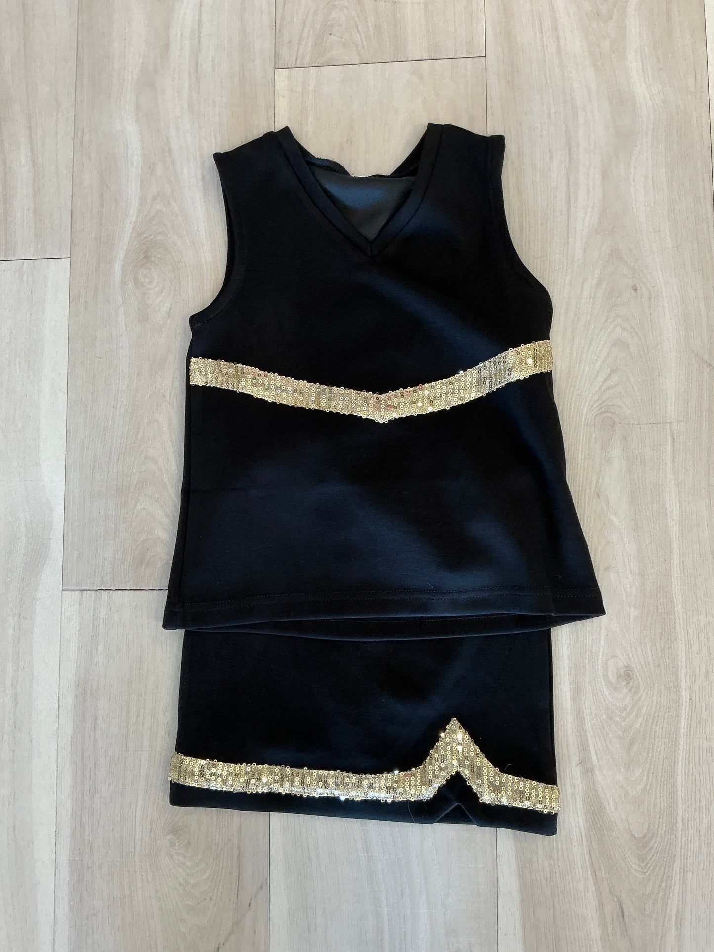 M.L. Kids - Black & Gold Game Day V- Stripe Cheer Set