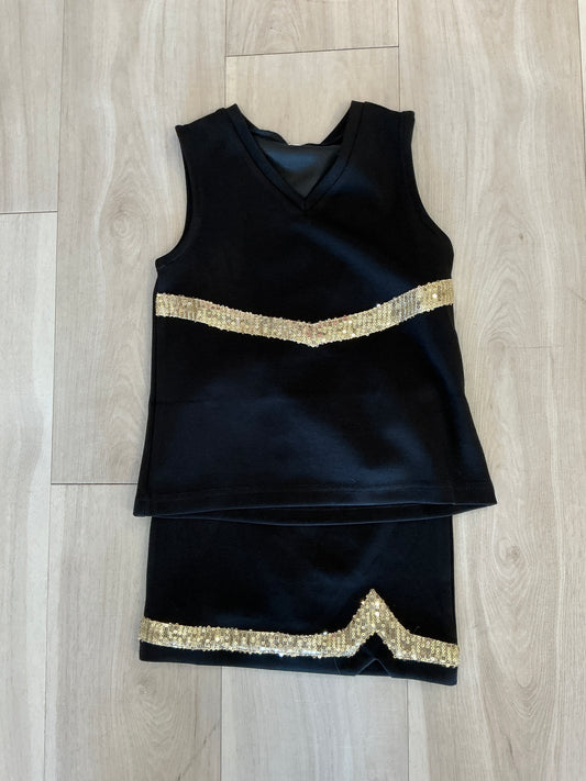 M.L. Kids - Black & Gold Game Day V- Stripe Cheer Set