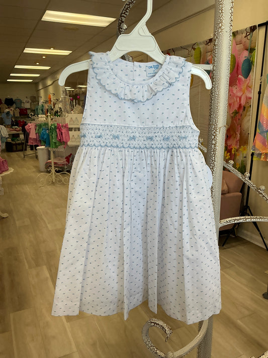 Luli and Me - Smocked Blue Dot Dress