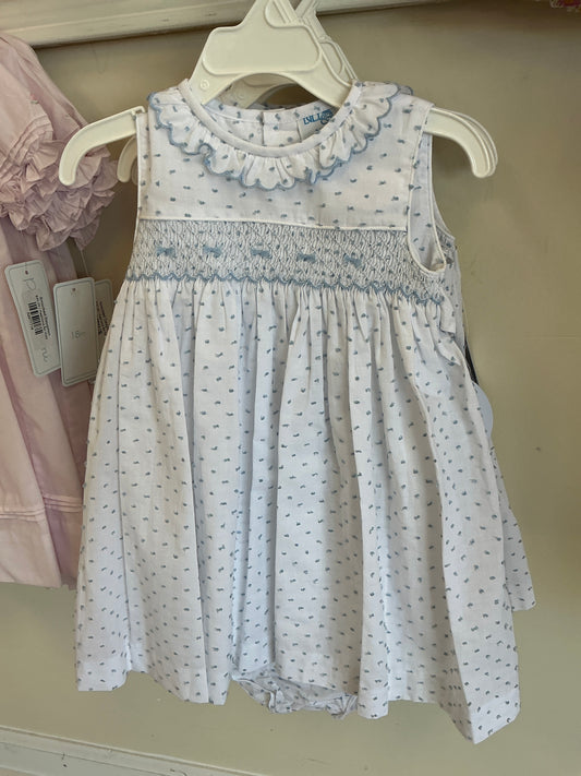 Luli and Me - Smocked Blue Dot Dress