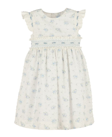 Luli & Me - Swiss Floral Flutter Dress - Blue