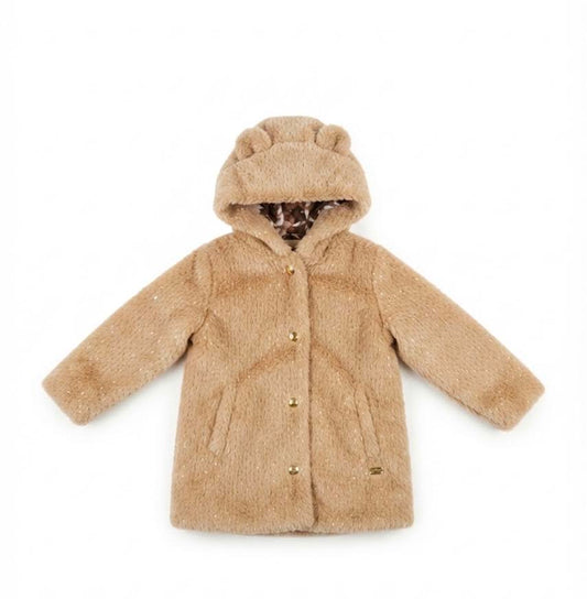 Deux Par Deux - Light Brown With Gold Sparkles Fur Coat