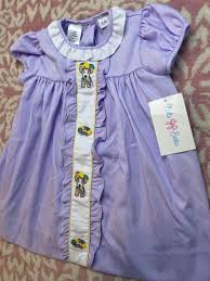 Lulu Bebe - Mardi Gras Puppy and King Cake Lavender Ruffle Dress