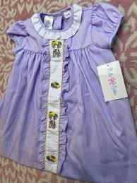 Lulu Bebe - Mardi Gras Puppy and King Cake Lavender Ruffle Dress