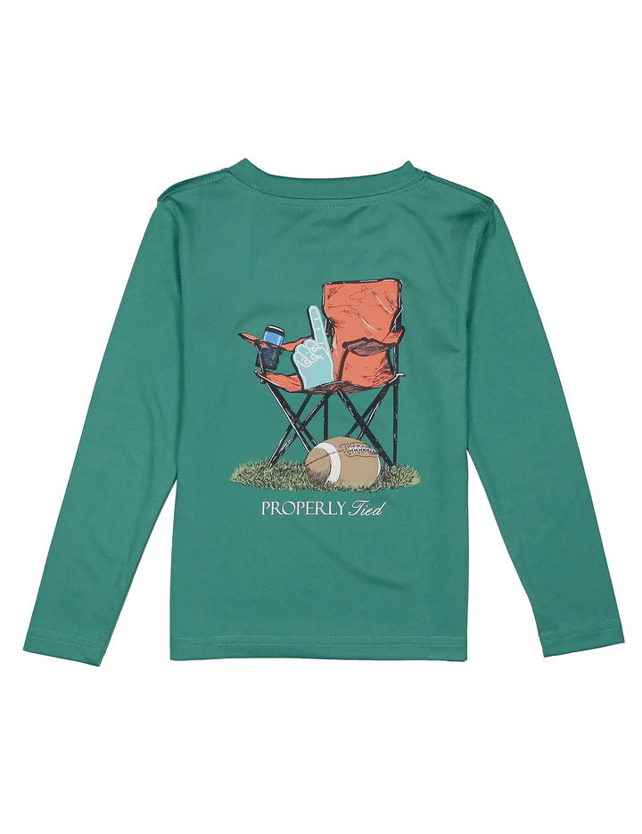 Properly Tied - Boys Performance Tee LS Sidelines Teal