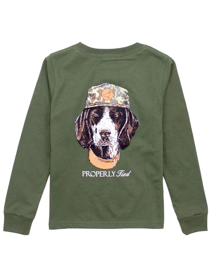 Properly Tied - Boys Man's Best Friend LS Olive