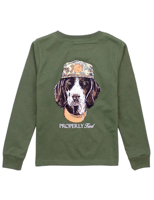 Properly Tied - Boys Man's Best Friend LS Olive