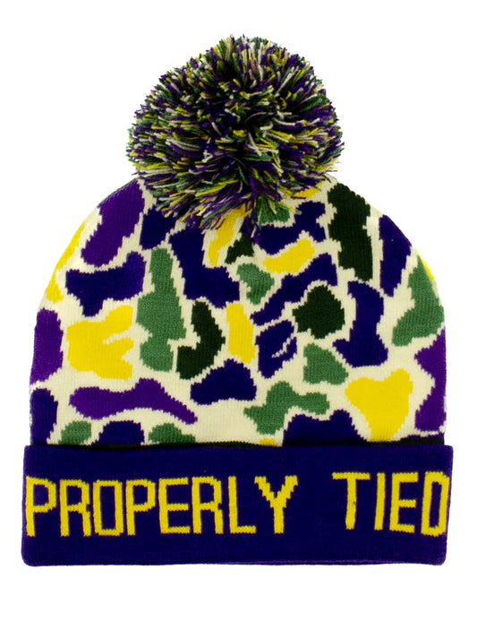 Properly Tied - Boys Breck Beanie Mardi Gras Camo
