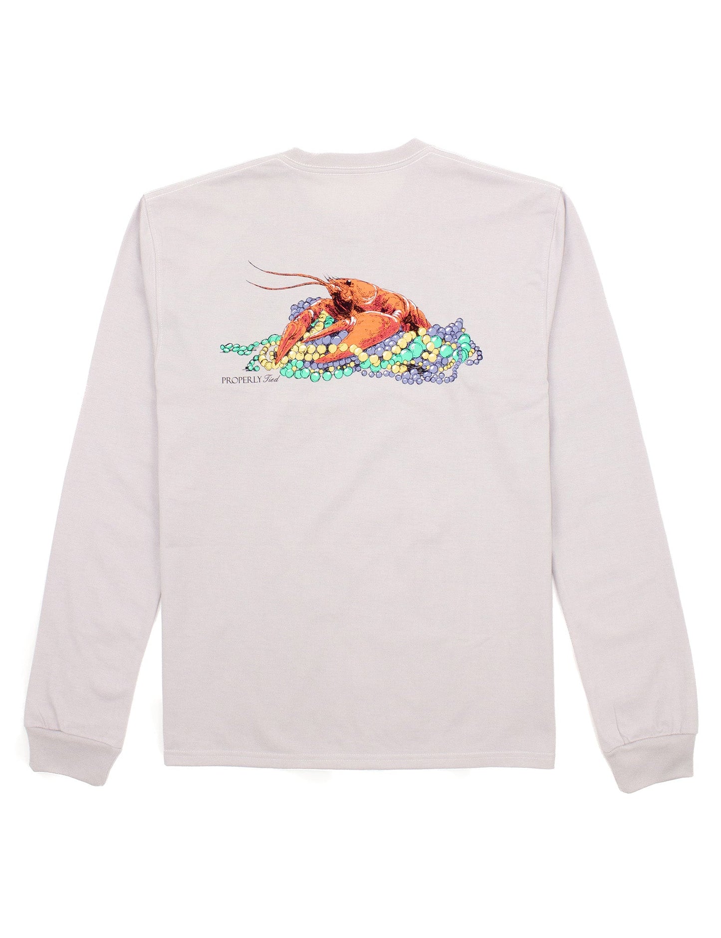 Properly Tied - Mardi Crawfish Long Sleeve Shirt - Ice Gray