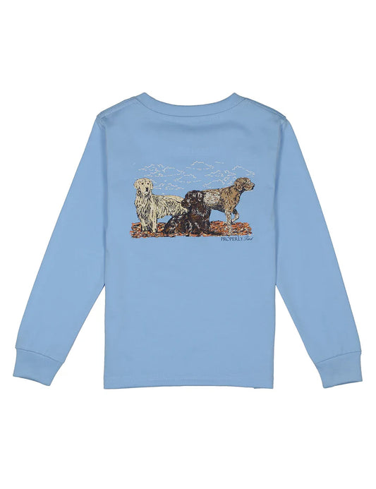 Properly Tied - Boys Hunting Dogs LS Light Blue