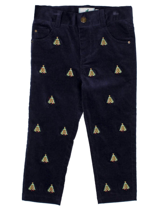 Properly Tied - Boys Tinsel Pant Christmas Tree Navy