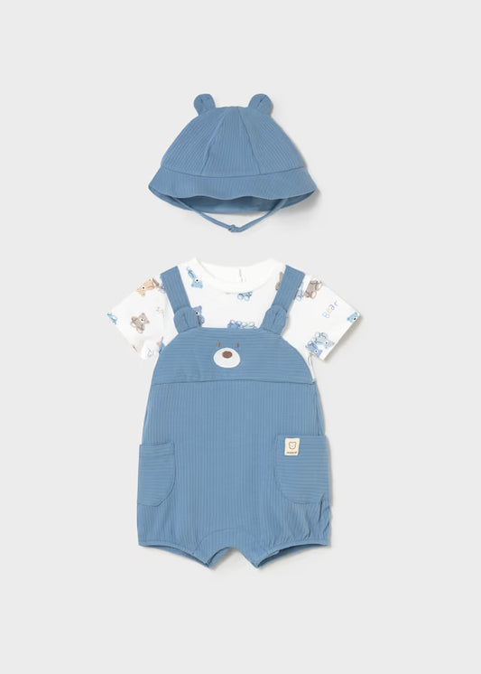 Mayoral - Blue Friendship Bear Romper & Hat
