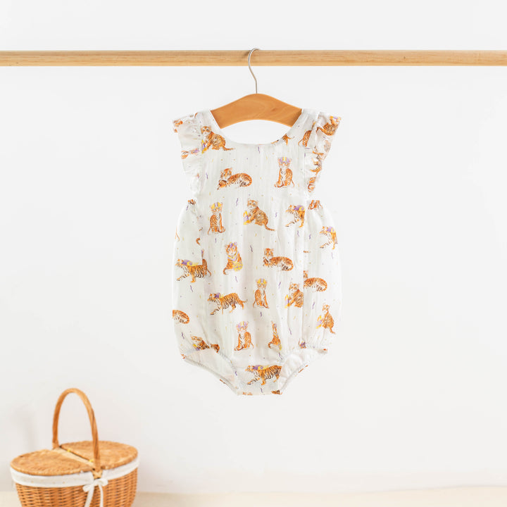 Nola Tawk Tigers Organic Muslin Bubble Romper
