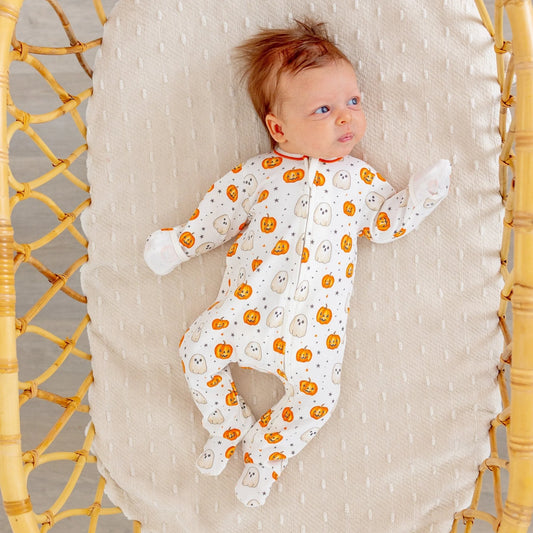 Luna & Arlo - Pumpkin & Boo Zip Footie