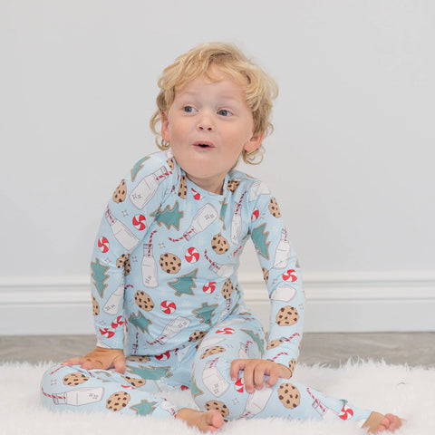 Sweet Bamboo - Santa's Cookies Blue PJ's