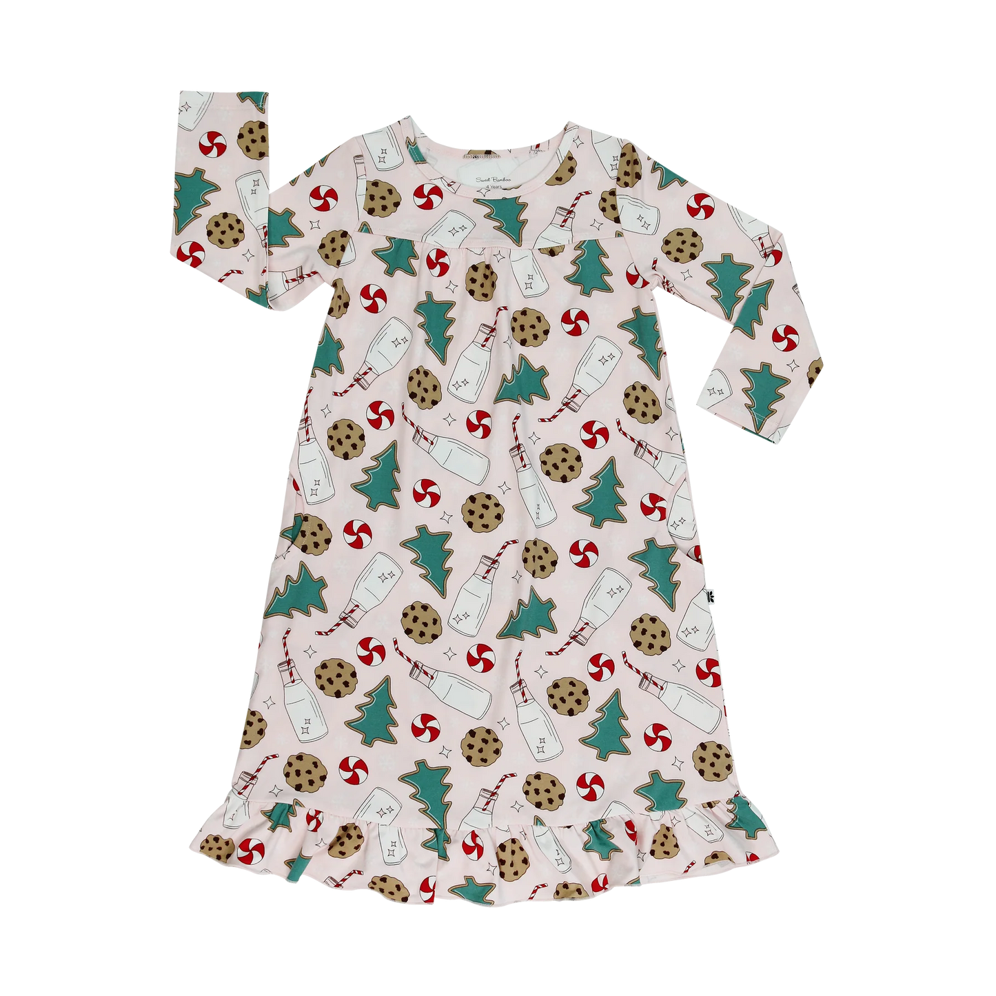 Sweet Bamboo - Santa's Cookie Pink Pajama Boho Dress