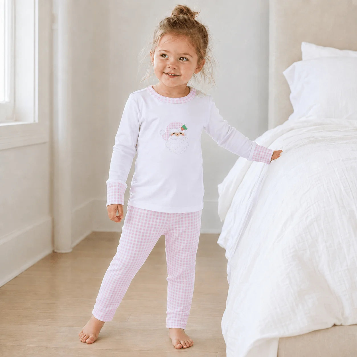 Magnolia Baby - Pink Sweet St. Nick Applique Long Pajamas