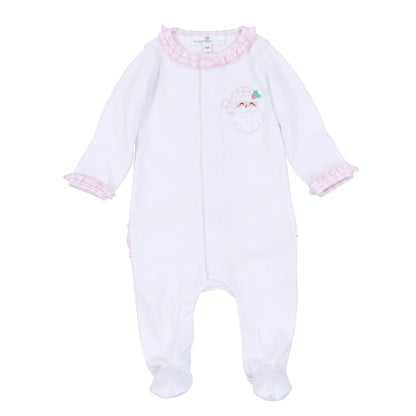 Magnolia Baby - Sweet St Nick Applique Ruffle Zip Footie - Pink