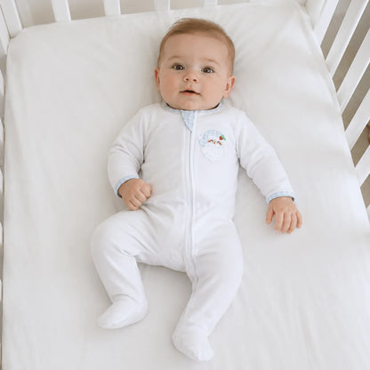 Magnolia Baby - Sweet St Nick Applique Zip Footie - Light Blue