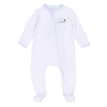 Magnolia Baby - Sweet St Nick Applique Zip Footie - Light Blue