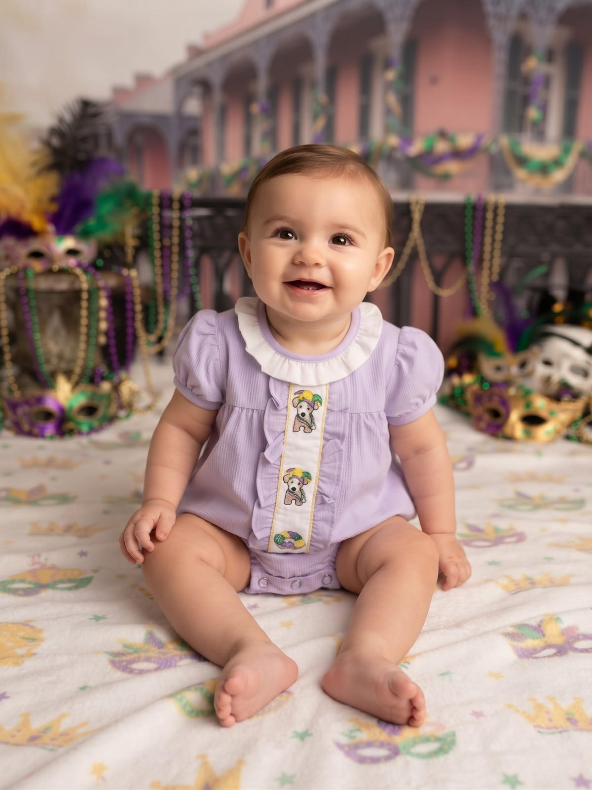 Lulu Bebe - MG Puppy & Cake Emb Ruffle Bubble