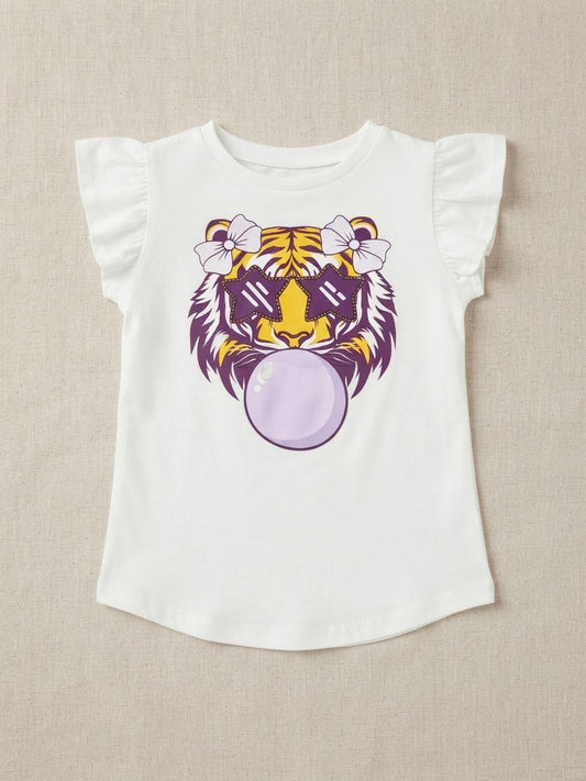 Ntrl Co - Bubblegum Tiger Ruffle Sleeve Top