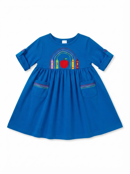 Cotton Kids - Blue Back to School Dress