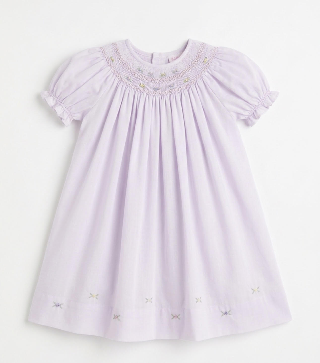 Petit Ami - Light Pink With Rose Bud Smocked Neckline Day Gown