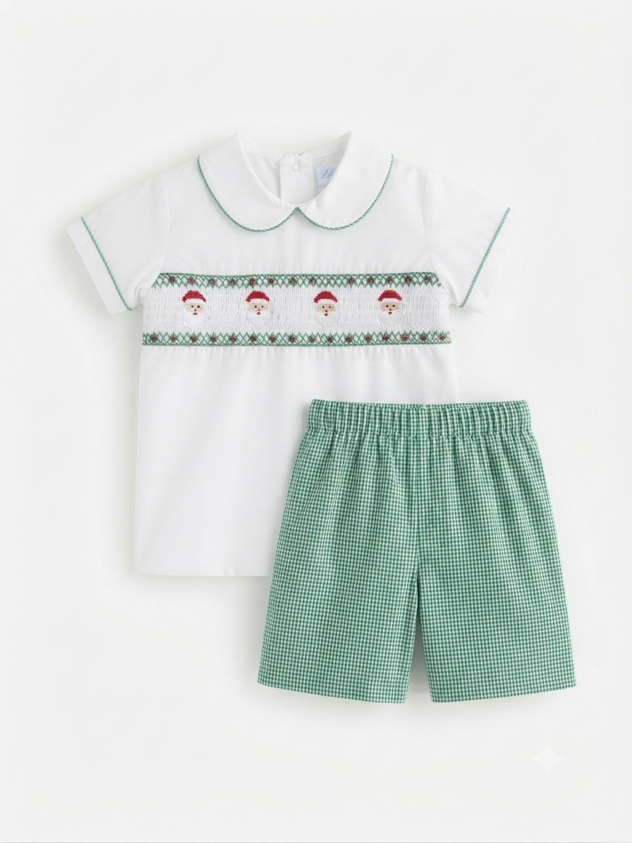 Lulu Bebe - Santa Smocked Short Set