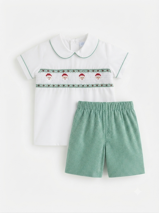 Lulu Bebe - Santa Smocked Short Set