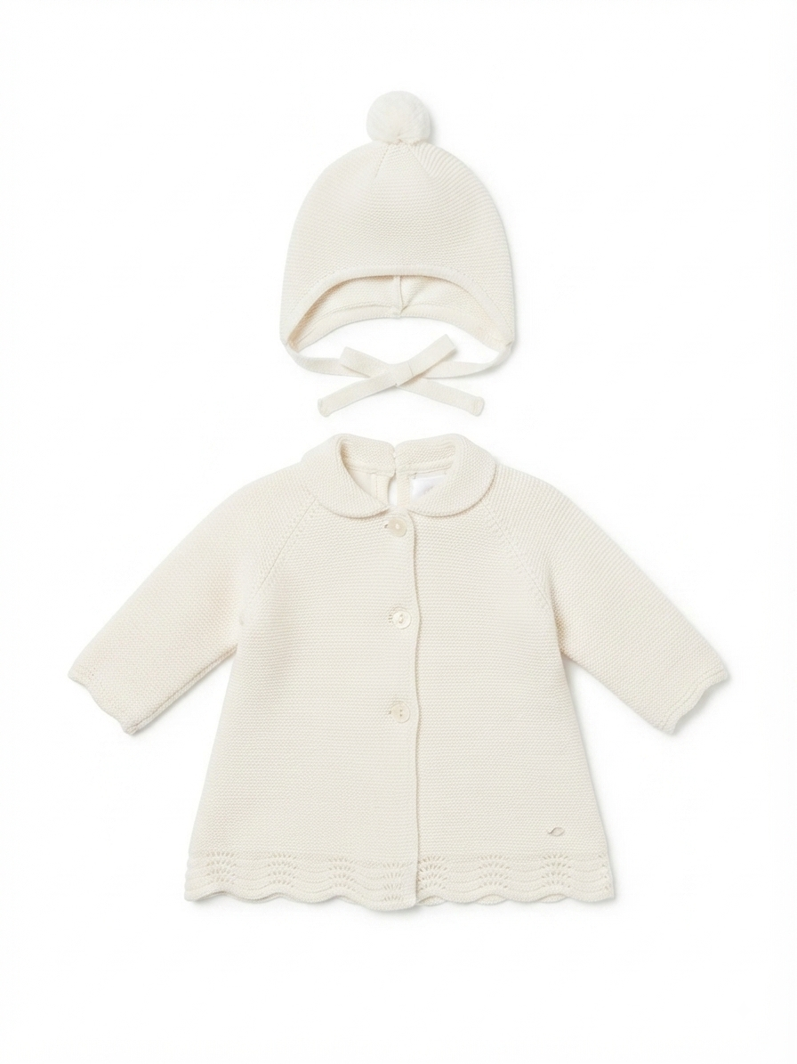 Mayoral - Baby Girl's Cream Knit Coat With Beanie