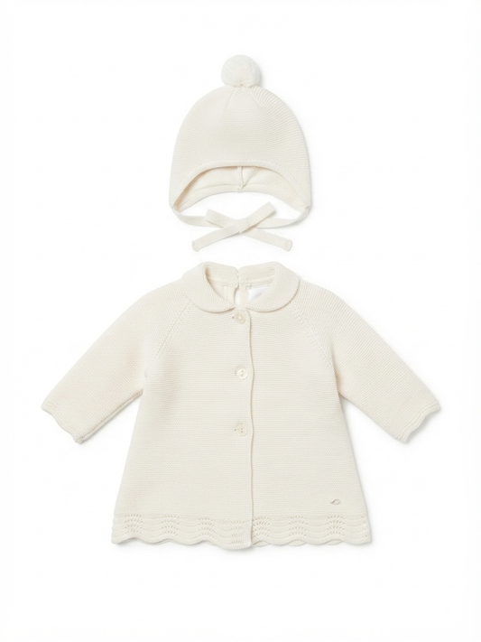 Mayoral - Baby Girl's Cream Knit Coat With Beanie